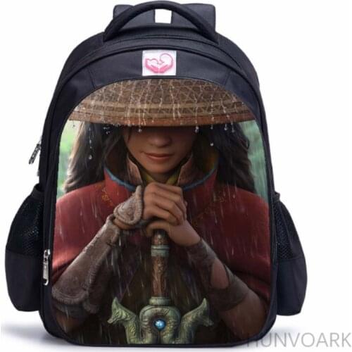 16inch Raya and The Last Dragon 3D Printing Backpack for Teenage Girls Boys Book Travel Bag Children School Backpacks
