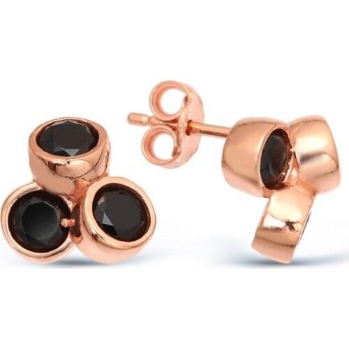 Argentum Concept-Black Three Stone Silver Design Earrings