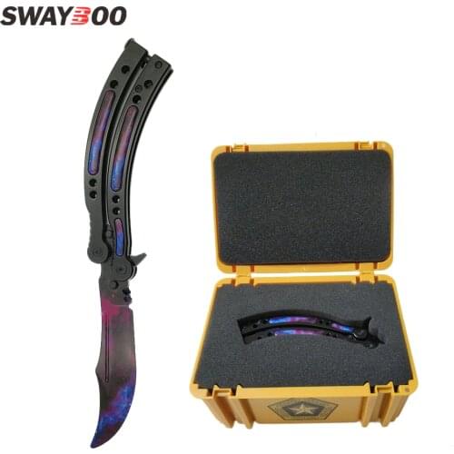 Swayboo CS GO Karambit folding Knife set case butterfly in knife box doppler training knife no edge howl practice tool