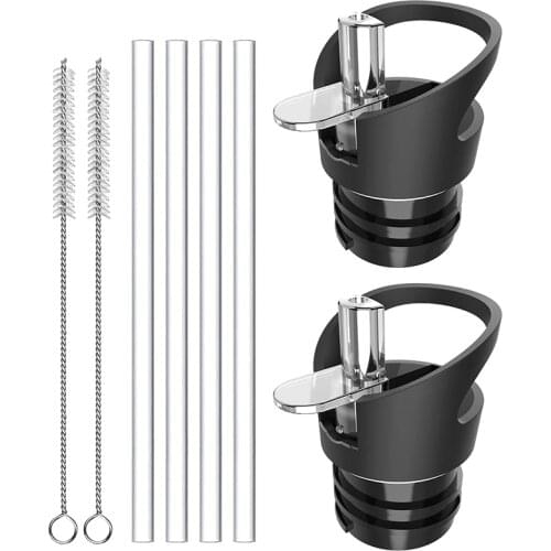 Kettle Straw Cap Standard Mouth for Hydro Flat Kettle Straw Cap with Straw and Brush Compatible with Most Sports Water Bottles