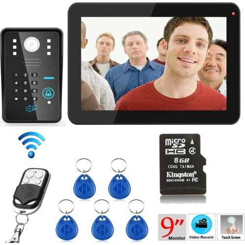9 inch 900TVL RFID Password Recording Video Door Phone Intercom Rainproof Night Vision with Wireless Remote Control Unlock