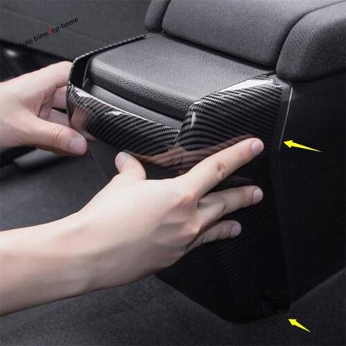 Yimaautotrims Carbon Fiber Look Interior Fit For Honda Civic 2016 - 2020 Rear Armrest Box Anti Kick Protective Panel Cover Trim