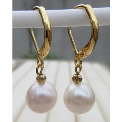 Top Quality REAL ROUND 7-8MM SOUTH SEA WHITE PEARL 14k/20 GOLD EARRINGS