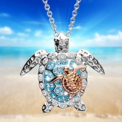 WANGAIYAO new product animal big tortoise lady alloy necklace couple animal tortoise necklace