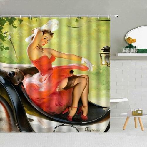Sexy Woman Shower Curtains Hand Drawn Printing Girl Polyester Fabric High Quality Bathroom Supplies With Hook Decor Washable Set