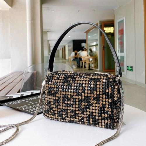 Leopard Print Rhinestone Evening Handbag For Women 2020 Luxury Diamonds Shoulder bag Ladies Dinner Party Clutch Purse Sac A Main