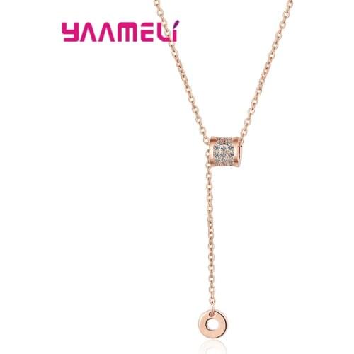 Hot Sale New Infinity Love Crystal Pendant Necklaces for Women Fine 925 Sterling Silver Rhinestone Long Chain Necklace Bijoux