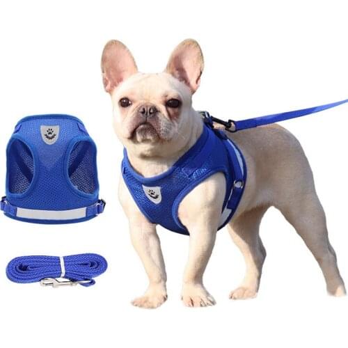 Cat Dog Adjustable Harness Vest Walking Lead Leash For Puppy Dog Collar Mesh Harness For Small Medium Dog Cat Reflective Harness