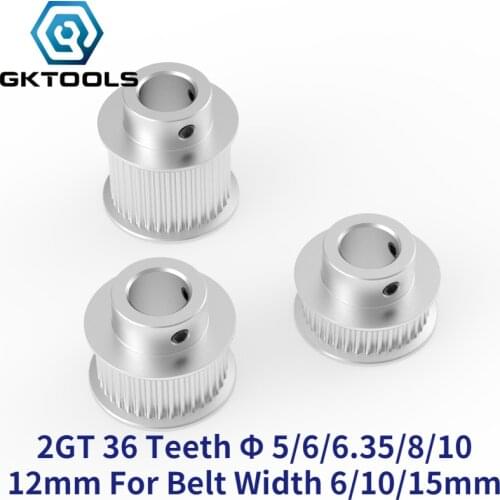 GKTOOLS GT2 Timing Pulley 2GT 36 Tooth Teeth Bore 5/6/6.35/8/10/12mm Synchronous Wheels Width 6/9/10/15mm Belt 3D Printer Parts