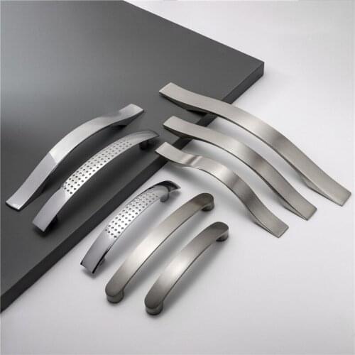 1PC Modern Simple Aluminum Alloy Chrome Kitchen Cabinet Door Knobs and Handles Drawer Pulls Furniture Handle Hardware