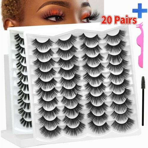 MB New 2/20pairs 8D Mink Eyelashes Natural False lashes Dramatic Volume Eye Lashes Fake Eyelash Extension Makeup Faux Clis 2021
