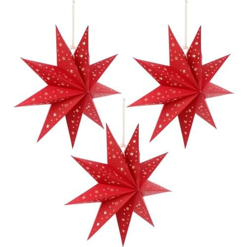 3pcs Christmas Stylish Delicate Chic Paper Lamp Shades Star Lamp Shade Pendants Hanging Pendants Star Lampshades for Christmas