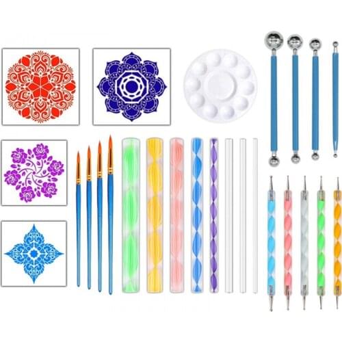 35/36pcs Mandala Dotting Tools Set for Painting Rocks Pottery Portable Multifunction Embossing Dot Kit Dotting Tool Set Handwork
