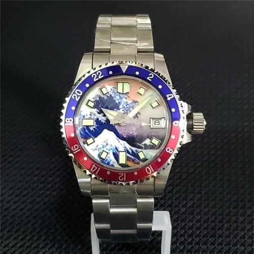 39.5MM*16MM 316L Stainless Steel Movement Watch Case Strap Super Luminous Dial Mens Mechanical Watches Case for NH35 Movement