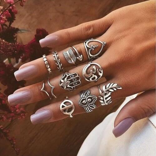 4 style Boho Vintage Enthic Star Midi Moon Rings for Women Opal Crystal Midi Finger Ring 2020 Female Gypsy Fashion Jewelry