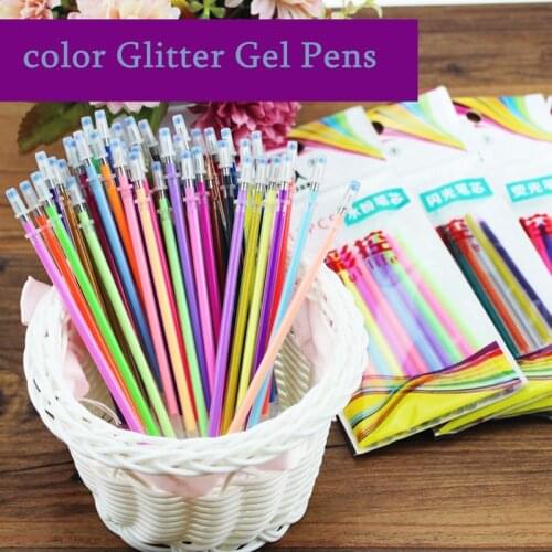48Colors/Set Flash Ballpint Gel Pen Highlight Refill Color Full Shinning Refill Painting Pen Drawing Color Pen Office Stationery
