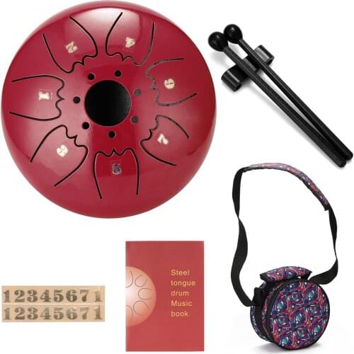 6 inch 7-Tone Steel Tongue Drum Mini Hand Pan Drums with Drumsticks Percussion Musical Instruments