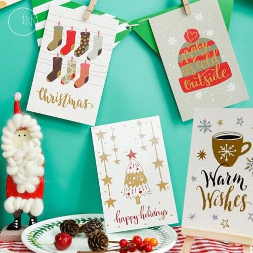 60pcs Christmas Postcards Set Gift Cards Postales Cute Santa Snowman Post Card Holidays Decorative DIY Wholesale