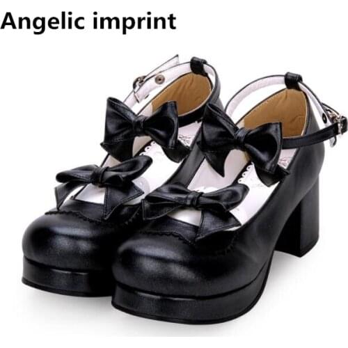 Angelic imprint woman mori girl lolita cosplay shoes lady high heels pumps women princess dress party shoes Pearlescent PU 6cm