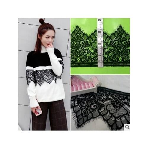 Free shipping 6M/pack width 18cm diy exquisite classic eyelash lace decoration embroidery lace trim