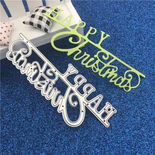 Letters Happy Christmas greetin Metal Cutting Dies Stencil for DIY Scrapbooking Photo Album Paper Card Decorative Craft Diecut