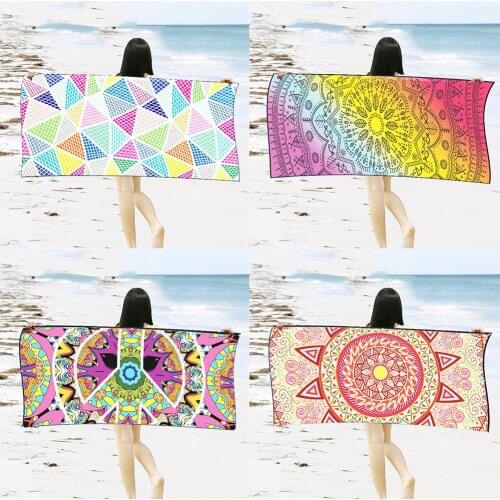 Geometric Floral Print Microfiber Quick-dry Soft Absorbent Gym Pool Beach Bath Towel