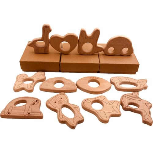 1Pcs Wooden Teether Love Wood Pendant Rodent Teething Toy DIY Nursing Necklace Pacifier Chain Bite Chew Gift Children Products