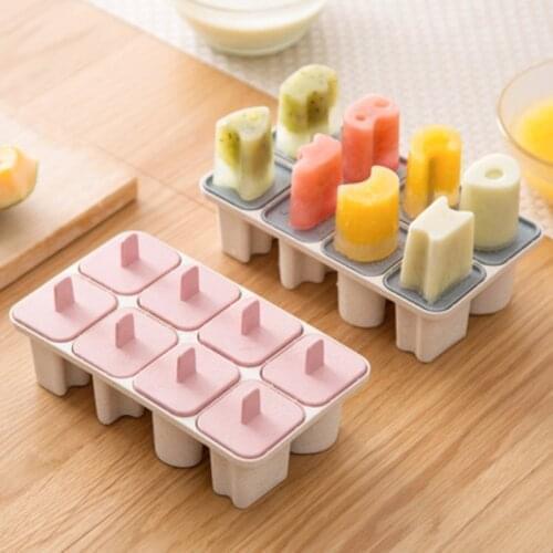 Ice Cube Molds Reusable Popsicle Maker DIY Ice Cream Tools Kitchen 8 Cells Lolly Mould Tray Dessert Molds Summer Accessories