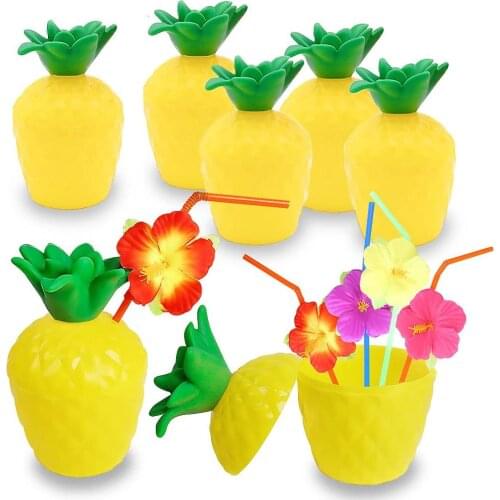 Hawaii Party Pineapple Cup Luau Flower Party Summer Beach Party Birthday Hawaiian Party Decor Tropical Safari Decor Aloha Party
