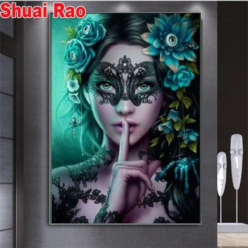 Green Flower Woman 5d diy diamond painting full square drill mosaic picture of rhinestones Diamond embroidery Cartoon girl