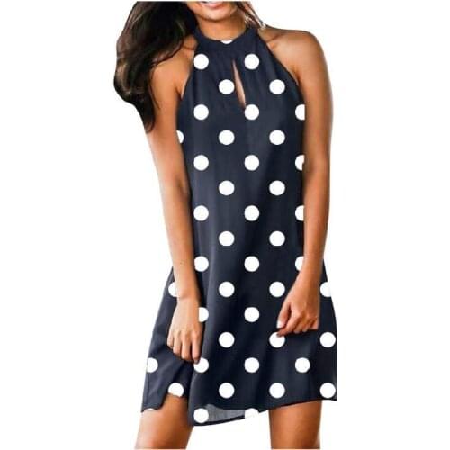 Summer Dresses for Women Dot Print Floral Sleevelss Tank Dress Women Clothing Beach Casual A-Line Dress Vestidos