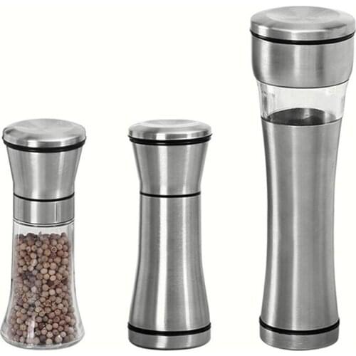 Salt Pepper Grinder Salt Pepper Mill Manual Food Herb Grinders Spice Jar Containers Portable Kitchen Gadgets Spice Bottles Glass