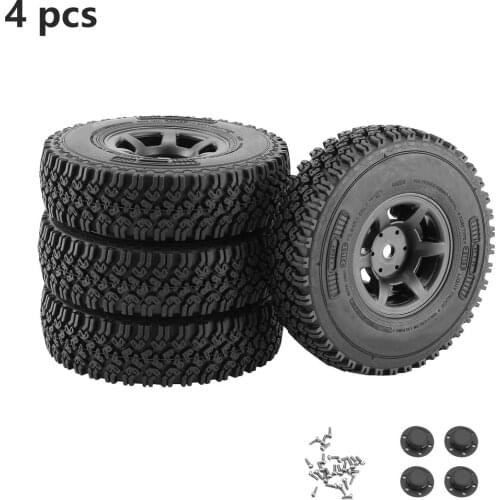 Metal 1.55 Beadlock Rim & Rubber Wheel Tires 90*24mm for RC Crawler Car D90 TF2 Tamiya CC01 LC70 MST JIMNY Axial 90069