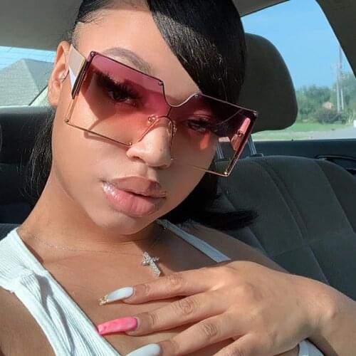 Fashion Square Sunglasses Women Brand Designer 2020 Oversized Sun Glasses for Men Rivet One Piece Sunglases Gafas De Sol Mujer