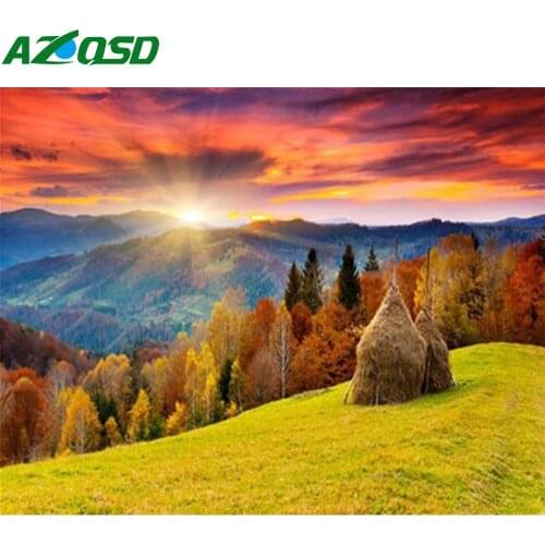 AZQSD Paint By Number Canvas Painting Kits Sunset DIY Home Decoration Coloring By Numbers Landscape Handpainted Gift