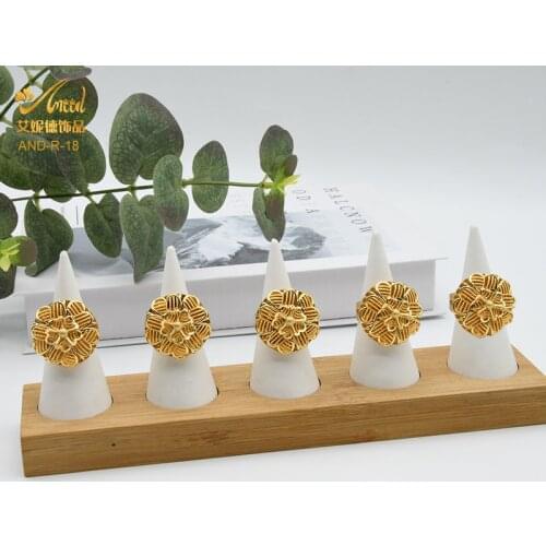 Nigeria Gold Rings For Women Flower Solid Resizable Dubai Wedding Finger Ring Vintage Bridal Accessories Wholesale 2021 Jewelry