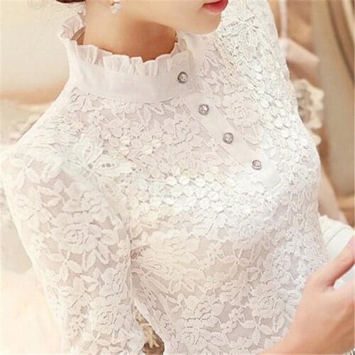 New 2016 Autumn Women Long Sleeve Fashion Lace Floral Patchwork Chiffon Blouse Shirts Casual Slim Tops Blusas ZY1651
