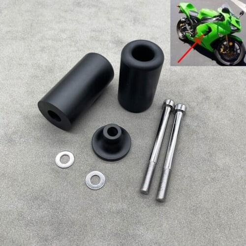 20201 New No Cut Motorcycle Frame Sliders Crash Falling Protection Carbon Fiber / Black For Kawasaki Ninja ZX-6R ZX6R 2005 2006