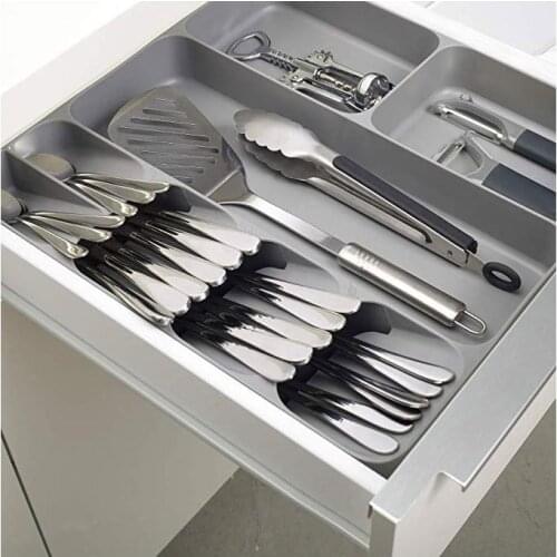 New Kitchen Drawer Organizer Tray Spoon Cutlery Separation Finishing Storage Box Cutlery Kitchen Storage Organization