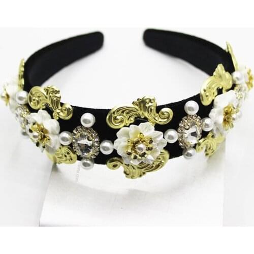 2019 New Palace hair hoop Pearl Gems Wild Classic Hair hoop Accessories Fashion Bridal Dance Hairband 414