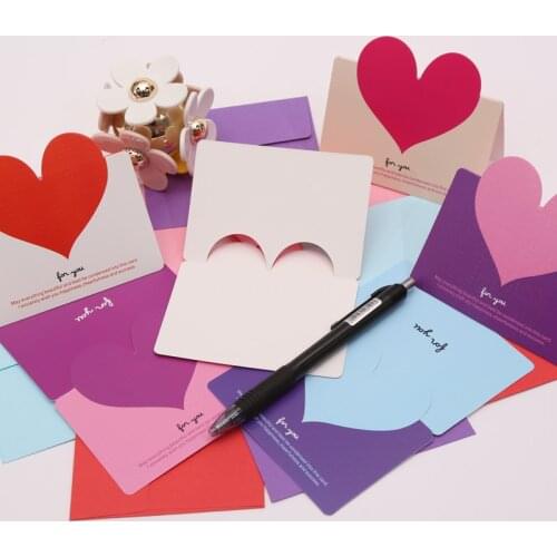 10pc/bag Mixed Color LOVE Heart Shape Greeting Card Valentines Day Gift Wedding Invitations Card Romantic Message Thank You Card