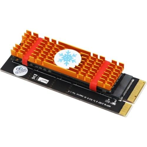 QINDIAN Gold M.2 SSD Cooling Support M Key 2230-2280 M2 SSD PCI Express Adapter Led M.2 NVMe SSD NGFF To PCIE 3.0 X4 Raiser Card