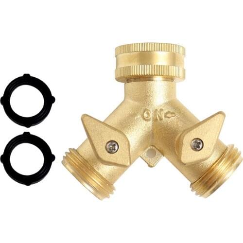 Brass Manifold 3/4" Tap Splitter Brass Manifold Double-Way Washing Machine Hose Connector Y-Type Water Separator