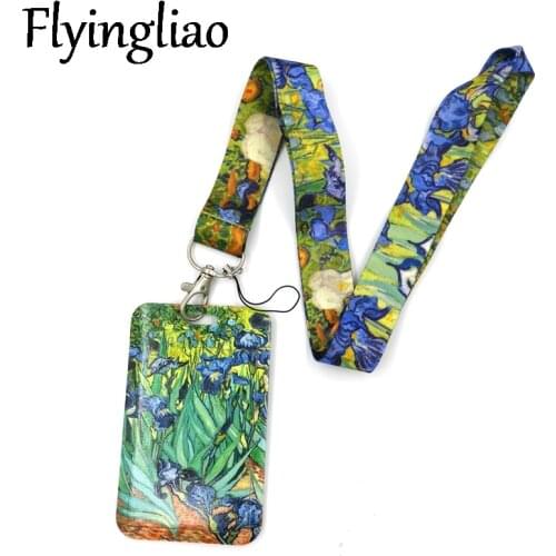 Van gogh Oil Painting Irises Neck Strap Lanyard for keys lanyard card ID Holder Jewelry Decorations Key Chain for Accessories