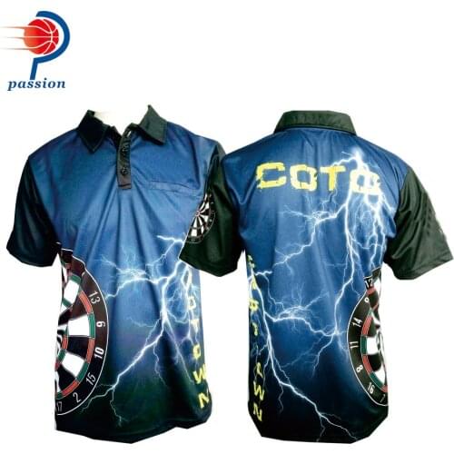 25 USD Each Classic Popular Black Blue Passion Design Dart Shirts With Custom Team Names
