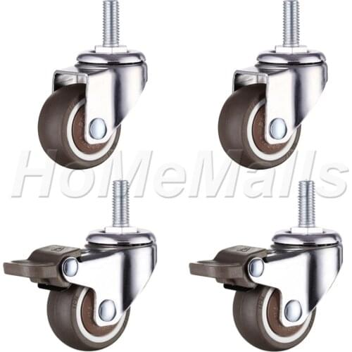 Furniture Swivel Casters Wheels Heavy Duty Screw Stem Caster With Locks Roller Wheel For Storage Cart Trolley Workbench Silent