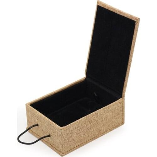 Fashion Vintage Buckle Linen Wooden Jewelry Boxes Made Of Dimensional Colored Paper Ring Pendant Bracelet Long Chain Box