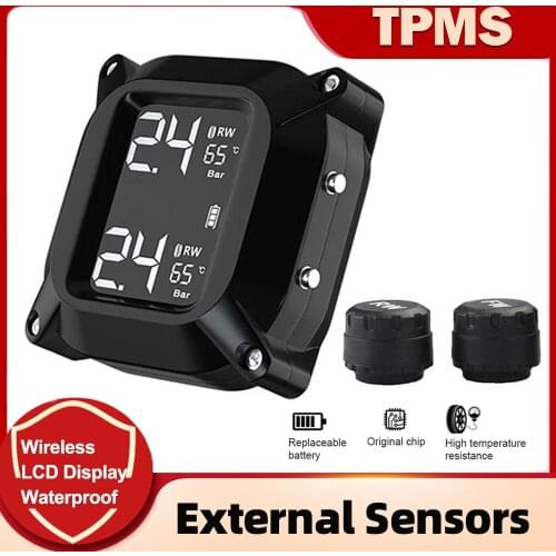 M6 Motorcycle TPMS Moto Tire Pressure Monitoring System with External Sensors Solar Waterproof TMPS