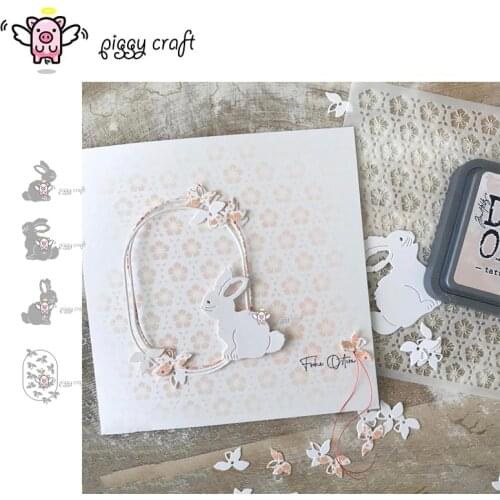 Piggy Craft metal cutting dies cut die mold Three rabbit flower frame Scrapbook paper craft knife mould blade punch stencils die