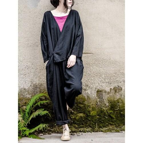 Women Loose Cotton Linen Solid Color Jumpsuits Ladies Vintage Autumn Overalls Rompers Female Jumpsuits 2020